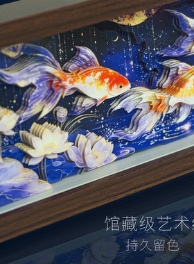 九鱼聚财立体纸雕画招财年年有余