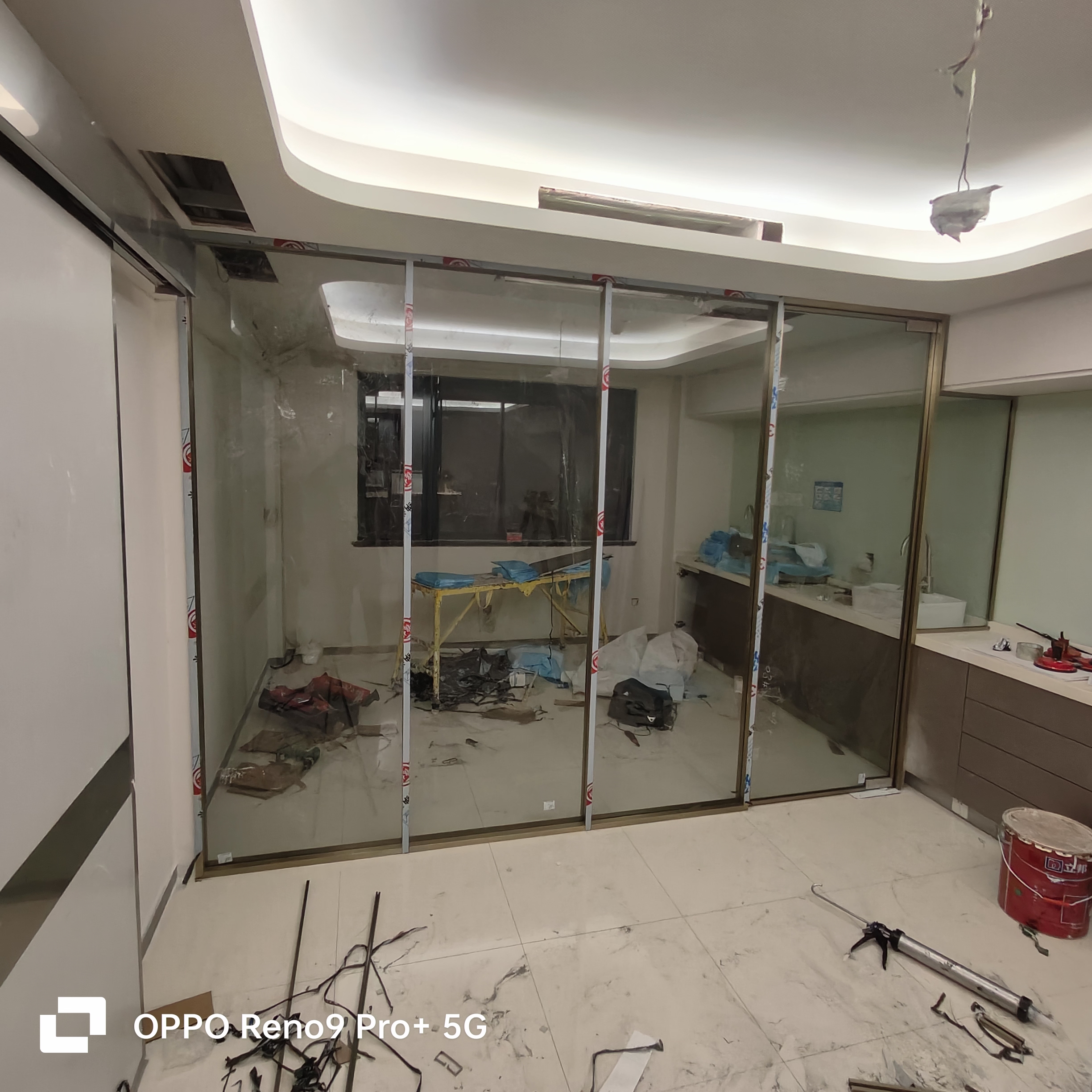 办公室磨砂钢化玻璃隔断墙高隔断长虹玻璃屏风家用客餐厅遮挡 - 图0