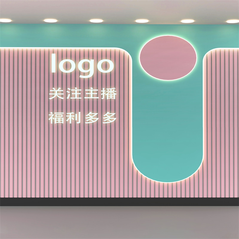 简约线条发光背景墙网红直播间装饰男女装奢侈品带货高清立体墙布