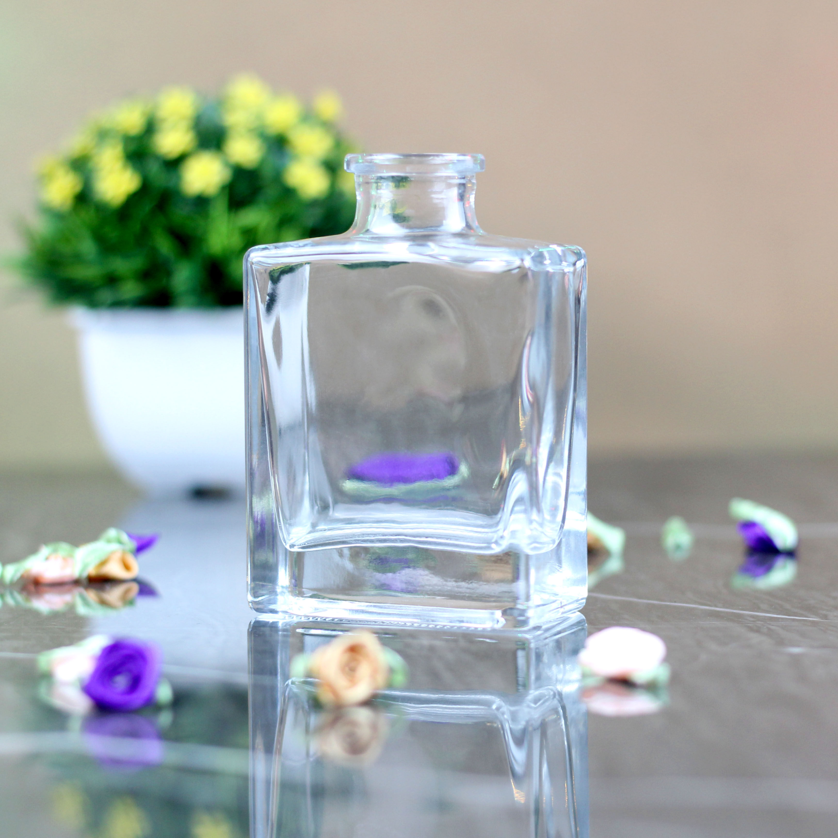 晶白料扁方香薰瓶空瓶小瓶玻璃藤条干花摆件香水精油香氛扩香瓶,淘宝优惠券,粉丝福利购,淘宝优惠卷