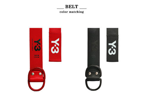 新款潮牌Y3山本 BELT通用尼龙腰带印花字LOGO简约百搭款双环D扣带 - 图0