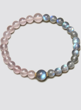 天然灰月光石粉水晶手链小众手链轻奢极简风温柔甜美送女朋友礼物