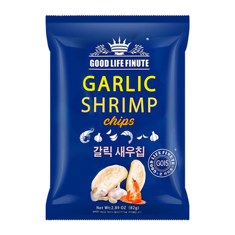 趣莱福蒜味虾片82g韩国进口薯片网红膨化食品办公休闲零食大礼包