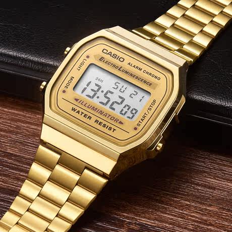 gold electronic watch