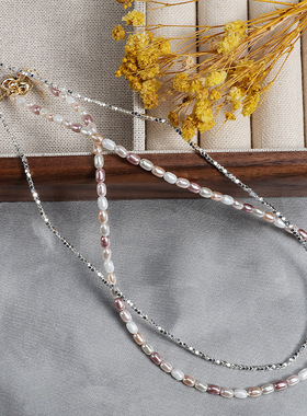 时尚多巴胺小米粒珍珠彩色串珠项链女ins夏季不掉色 锁骨链