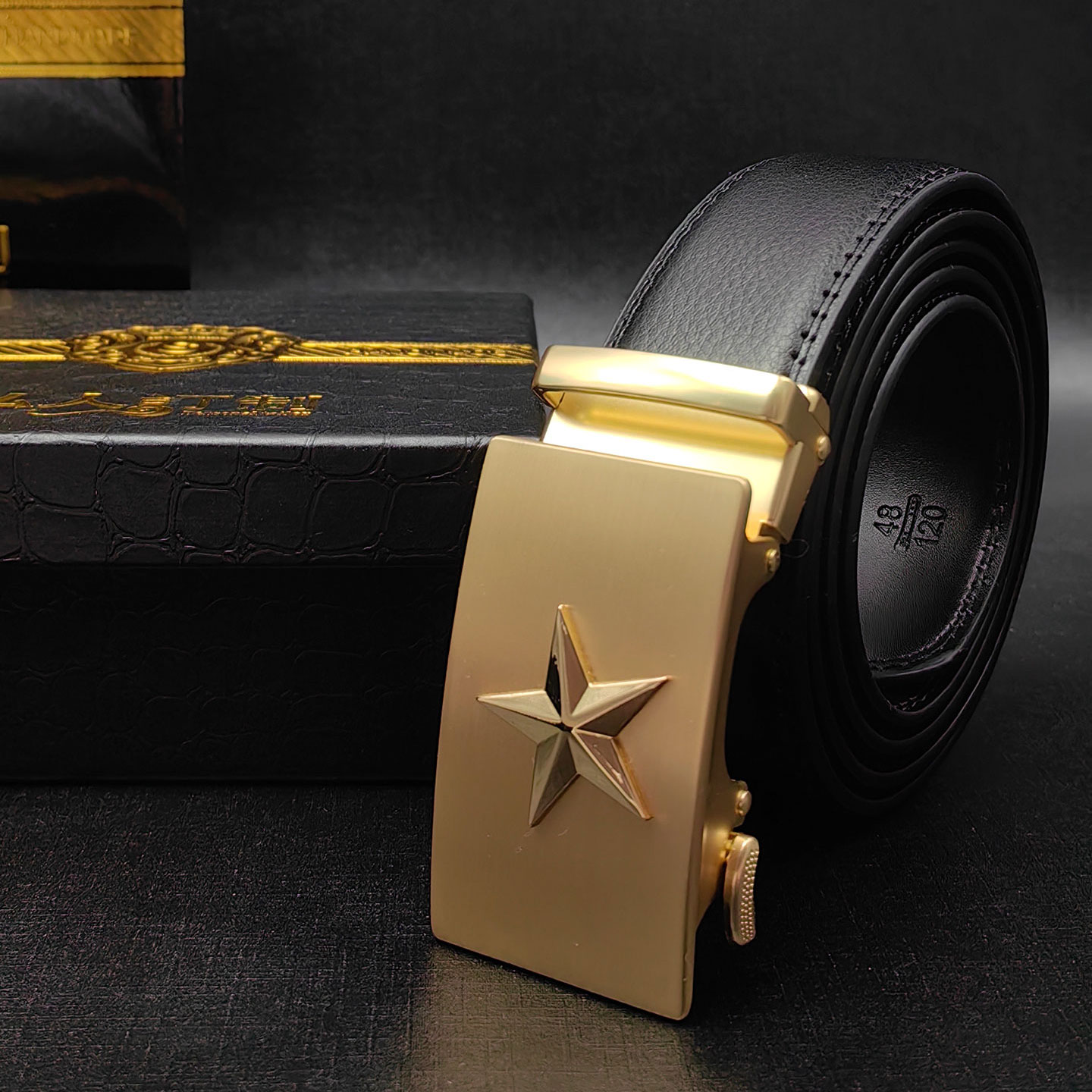 男士新款真皮牛皮将军腰裤带五星自动扣商务休闲军迷腰带八一皮带 - 图2