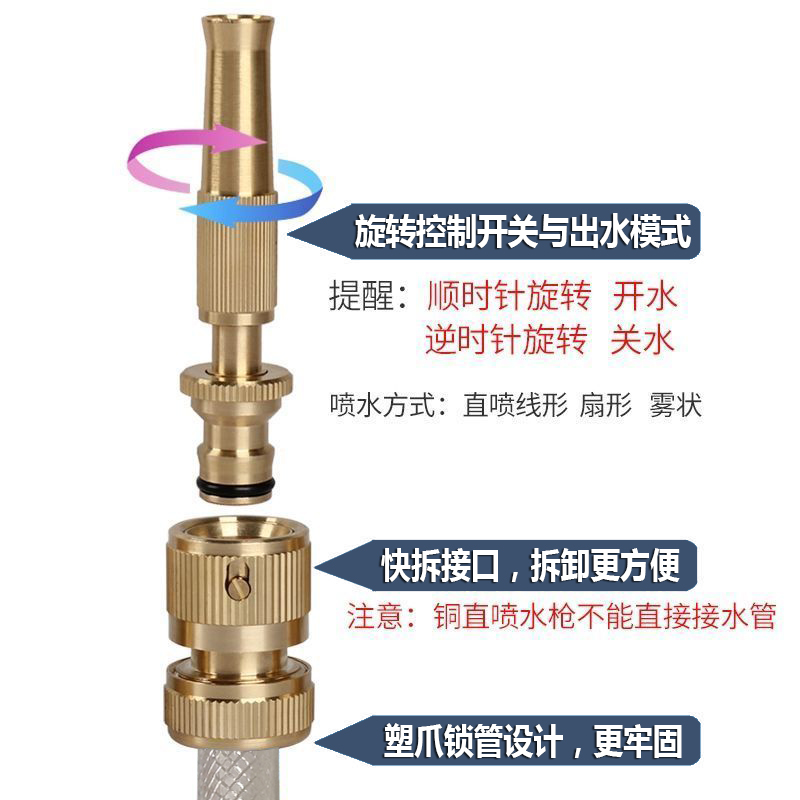 洗车水管直喷头浇花冲地软管水枪套装家用洗衣机龙头快接高压防爆