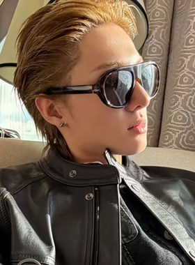 马丁同款复古豹纹飞行员式墨镜男