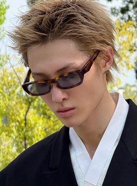 新款简约豹纹小方框街头墨镜男女