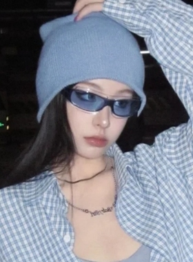 未来感赛博朋克蓝色曲面发箍墨镜