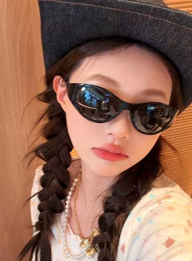 复古高级感猫眼曲面发箍墨镜小脸