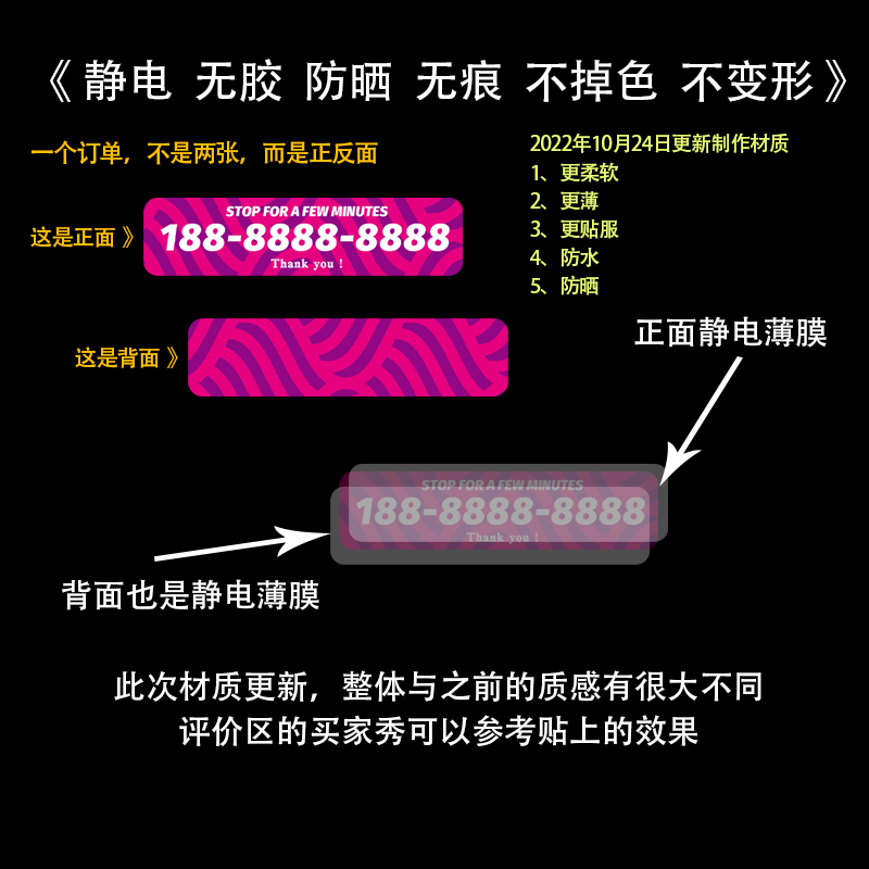 临时停车挪车电话号码牌车载内装饰用品汽车移车创意定制运吉贴纸 - 图1