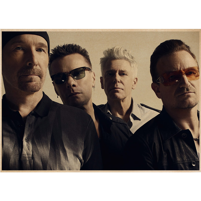 U2欧美摇滚乐队牛皮纸海报音乐餐厅酒馆酒吧录音室学生卧室画报-图1