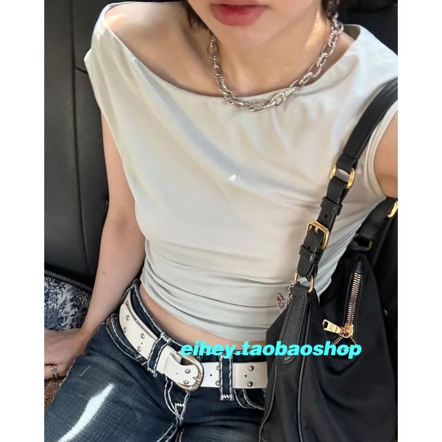 Eihey ehey slanted shoulder sexy off-shoulder ເສື້ອທີເຊີດເທິງສໍາລັບແມ່ຍິງ
