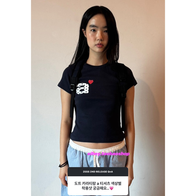 Eihey summer Korean style sweet style cute three-color polka dot letters slim slim T-shirt short sleeves
