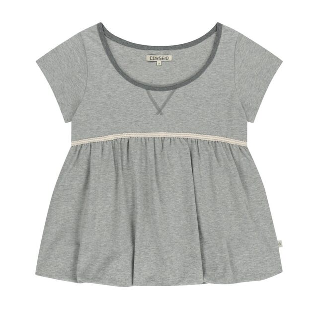 Eihey spring and summer new lace splicing design niche slimming pleated flower bud short-sleeved T-shirt tops for women