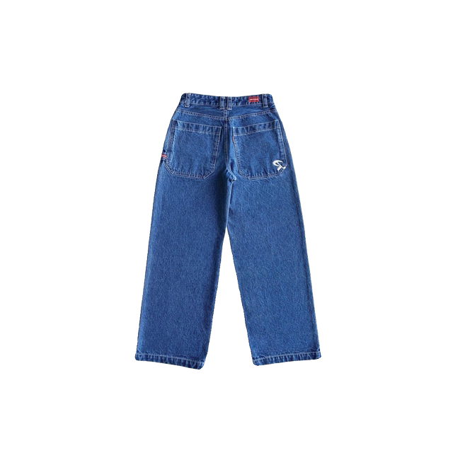 Retro y2k ສາວຮ້ອນ versatile ວ່າງ denim ກາງເກງຂາກວ້າງ