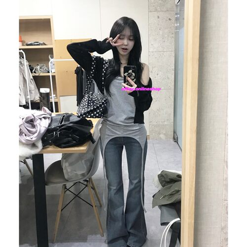eihey诶嘿26韩系小众设计挂脖叠穿层次感无袖背心露背吊带上衣女 - 图0