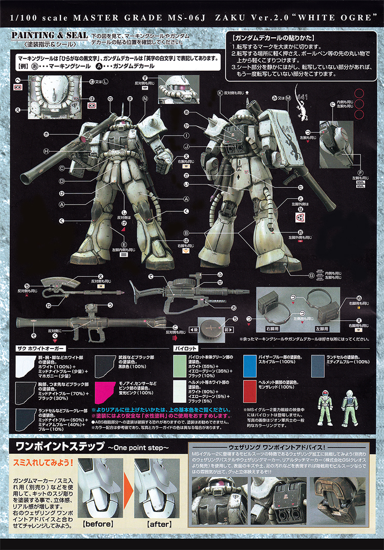 EVO-MG97W水贴 可用于万代 MG白色食人魔 MS-06J 重力战线 扎古2 - 图1