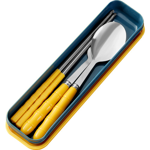 不锈钢家用筷子勺子套装高颜值碗筷勺子便携三件套高档精致餐具-图3