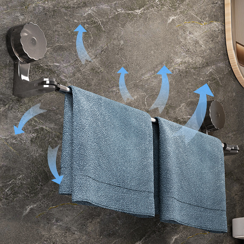 吸盘毛巾架卫生间免打孔浴室伸缩毛巾杆置物架洗手间浴巾收纳挂架