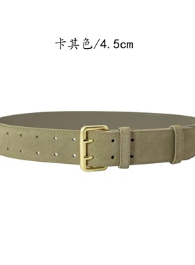 女士真皮金扣复古百搭腰带