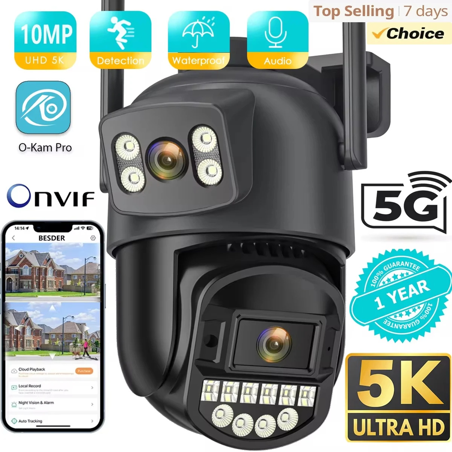 10MP PTZ IP Camera 8MP 5K Outdoor Dual Lens Dual Screen 5G - 图3