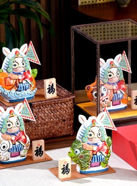 2025款中号兔爷兔儿爷老北京特色工艺品骑黄虎北京礼品纪念品礼盒