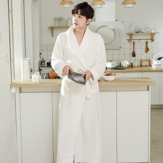 Autumn and winter velvet thickened men's suit nightgown