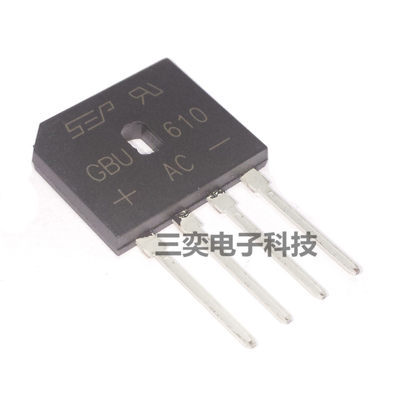 GBU610 整流器 方桥 扁桥 桥堆 直插 6A/1000V 原装正品 三奕电子 - 图0