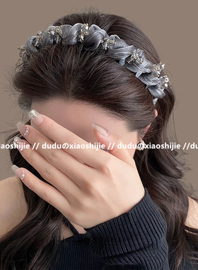 巴黎王妃水钻波浪发箍女黑色网纱高颅顶编发头箍带齿防滑洗漱发卡