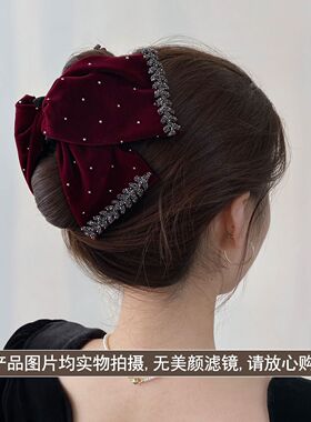 复古丝绒满天星三角麦穗抓夹女高级感后脑勺显发量鲨鱼夹头饰发卡