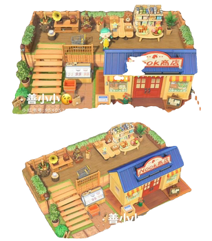 Animal Crossing log style double storey Animal Crossing NS props Island ອອກແບບແຜນການ ແລະອົງການກໍ່ສ້າງ