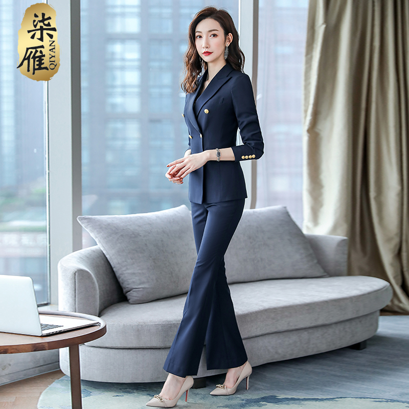 职业装女气质西装套装春夏酒店商务西服时尚双排扣正装上班工作服