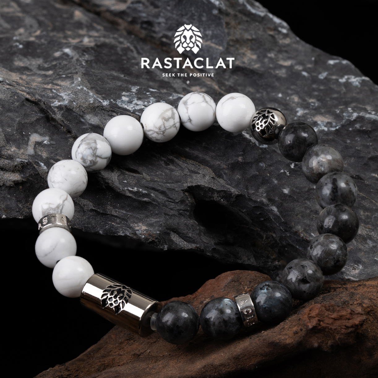 RASTACLAT黑白印迹国潮古风新中式珠链男女生情侣小狮子国风手串-图1