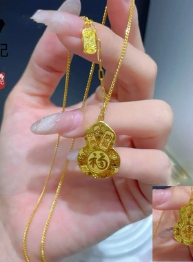金店同款古法沙金碎碎冰吉言葫芦项链新爆款福禄呈祥新中式葫芦项