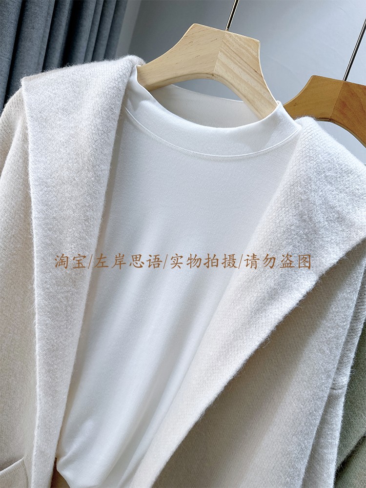 连帽毛衣外套女秋冬2025遮屁股厚大衣宽松慵懒风针织衫开衫中长款 - 图0