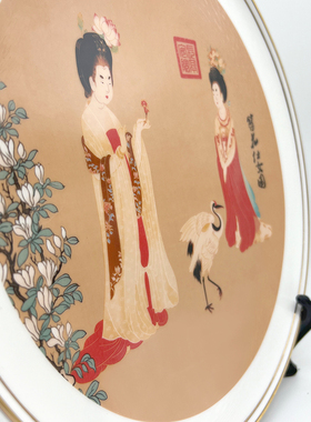 簪花仕女摆件网红骨瓷刺身装饰盘