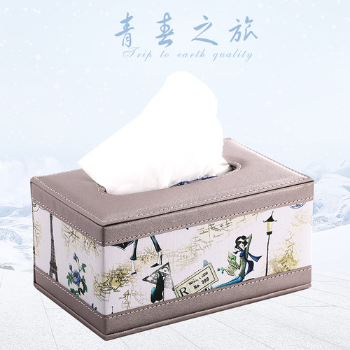 欧式皮革纸巾盒创意清新家用客厅抽纸盒汽车载纸抽盒可爱订制logo - 图3