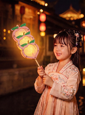 新款布艺水果糖葫芦灯DIY材料包手提发光灯笼幼儿园亲子团建手工