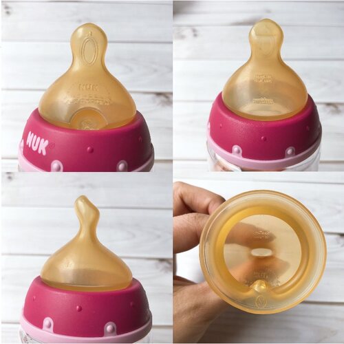 德国进口NUK婴儿母乳实感超软乳胶硅胶宽口径奶瓶奶嘴 防呛防胀气 - 图1