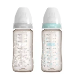 Пластиковая антиколиковая бутылочка для кормления, силиконовая соска, трубочка, Германия, широкое горлышко, защита при падении