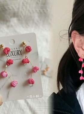 微钩蕾丝手工制作耳环女小众高级感气质百搭耳饰日常清新