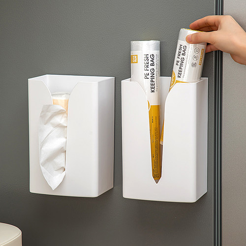 厨房冰箱磁吸纸巾盒壁挂式湿巾抽纸盒收纳盒磁铁侧面置物架纸巾架 - 图0