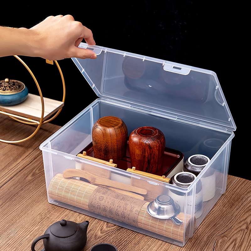 杯子收纳置物架茶具收纳盒有盖装放茶杯家用透明玻璃杯桌面防尘-图0