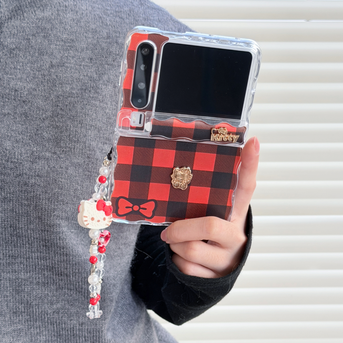 新年红色格子复古款立体kt猫小马适用华为Pura X手机壳保护套折叠屏pura x典藏版全包防摔波浪纹purax护中轴,淘宝优惠券,粉丝福利购,淘宝优惠卷
