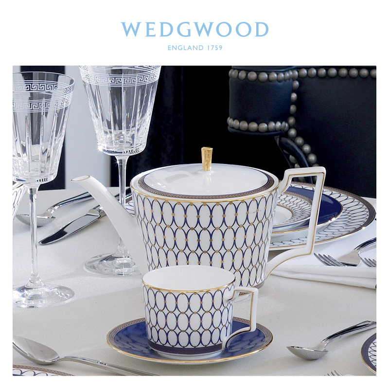 WEDGWOOD威基伍德金粉年华1壶2杯2碟骨瓷咖啡器具欧式下午茶套装 - 图2