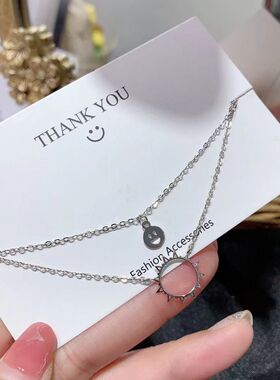 S925纯银脚链 韩版小众设计太阳和笑脸的结合  每天都有好心情