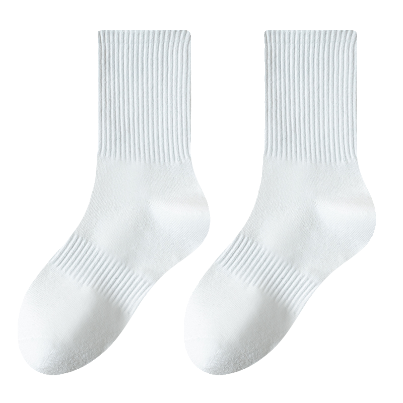 白色袜子男士夏天防脚气防臭纯棉中筒袜夏季运动袜吸汗透气长筒袜