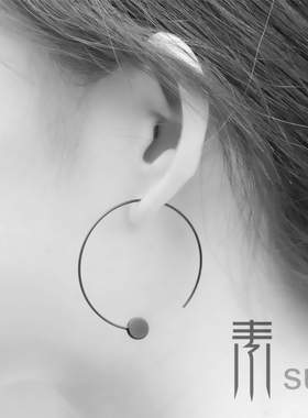 大圆圈几何法国设计师风耳环